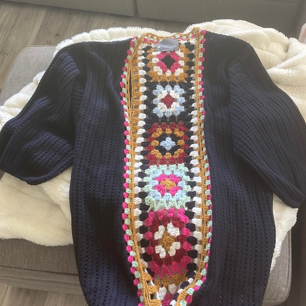Anthropologie Long Patchwork Cardigan
